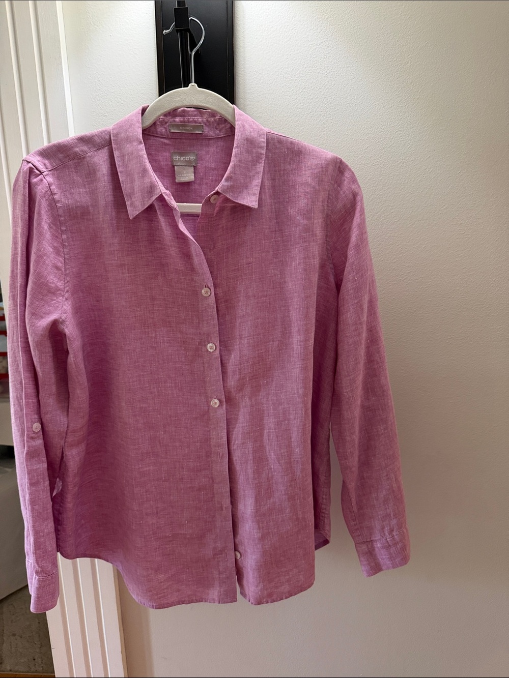 Chico's Light Pink Linen Button-Front Shirt